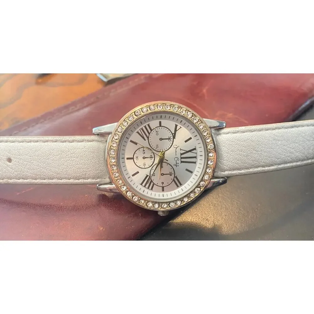 Women's Jessica Carlyle Wtch, Two Tone with Rhinestone Bezel, Chrono Style